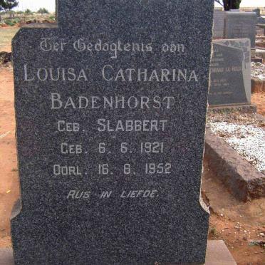 BADENHORST Louisa Catharina nee SLABBERT 1921-1952