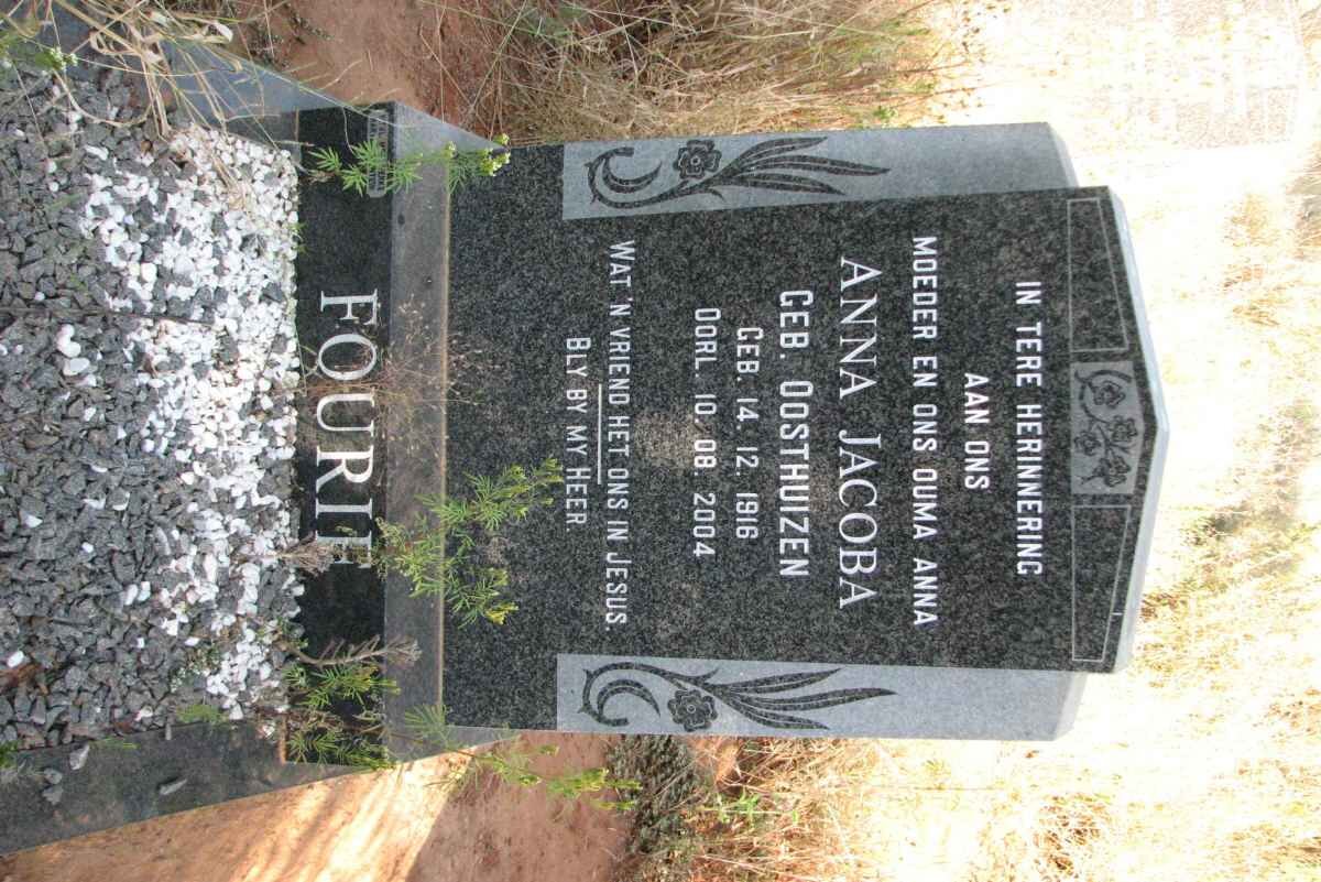 FOURIE Anna Jacoba nee OOSTHUIZEN 1916-2004