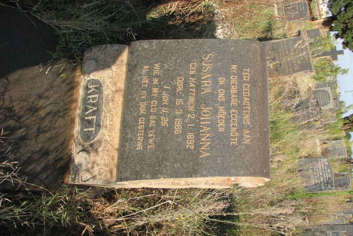 KRAFT Susara Johanna nee HATTINGH 1892-1966