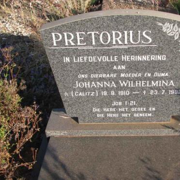 PRETORIUS Johanna Wilhelmina nee CALITZ 1910-1992