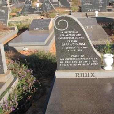 ROUX Sara Johanna nee EKSTEEN 1913-1994