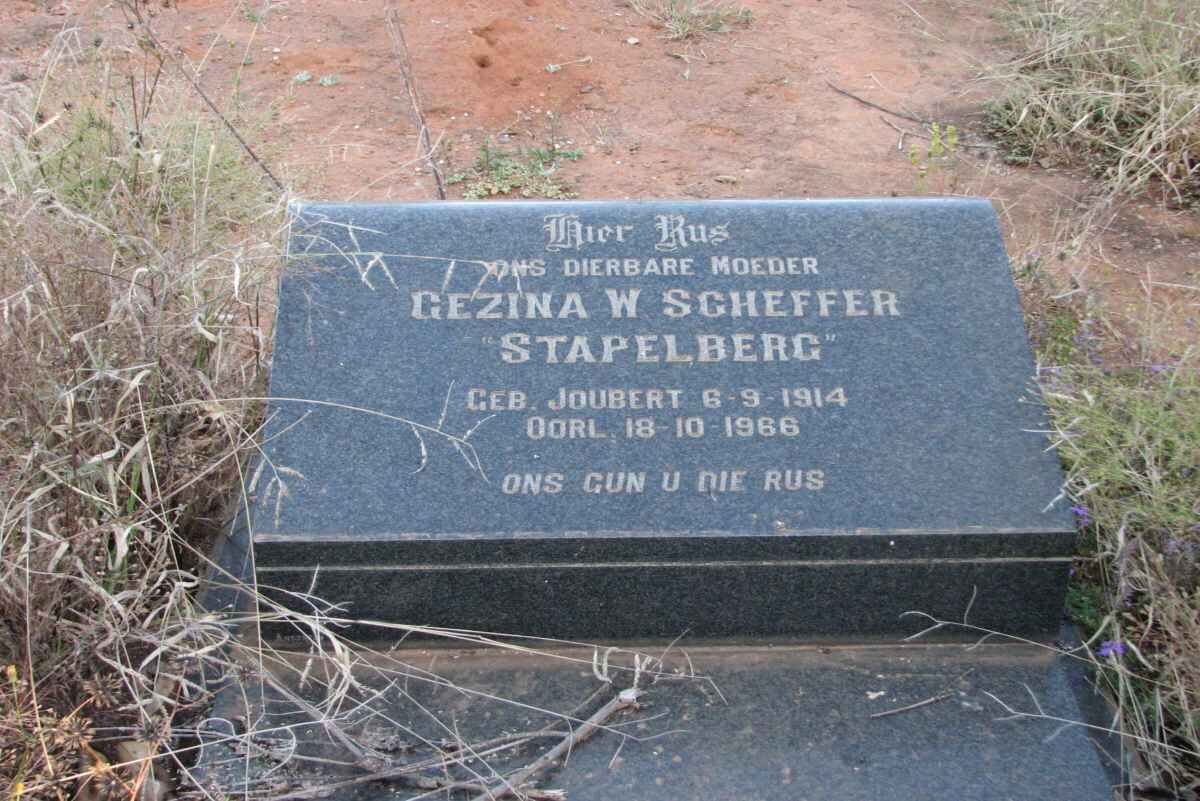 SCHEFFER Gezina W. formerly STAPELBERG nee JOUBERT 1914-1966