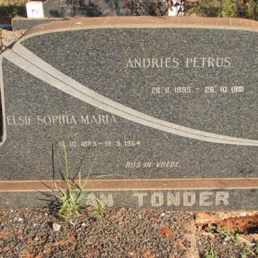 TONDER Andries Petrus, van 1895-1981 &amp; Elsie Sophia Maria 1899-1964