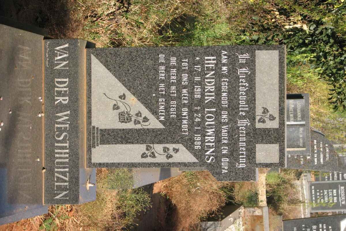 WESTHUIZEN Hendrik Louwrens, van der 1918-1986