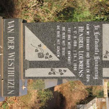 WESTHUIZEN Hendrik Louwrens, van der 1918-1986