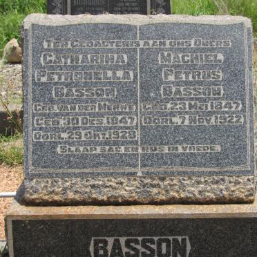 BASSON Machiel Petrus 1847-1922 &amp; Catharina Petronella VAN DER MERWE 1847-1928
