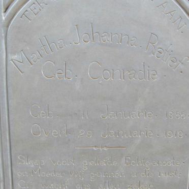 RETIEF Martha Johanna nee CONRADIE 1855-1918