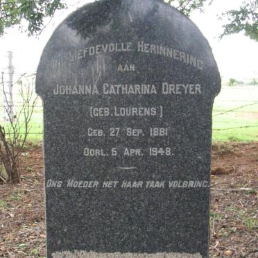 DREYER Johanna Catharina nee LOURENS 1881-1948