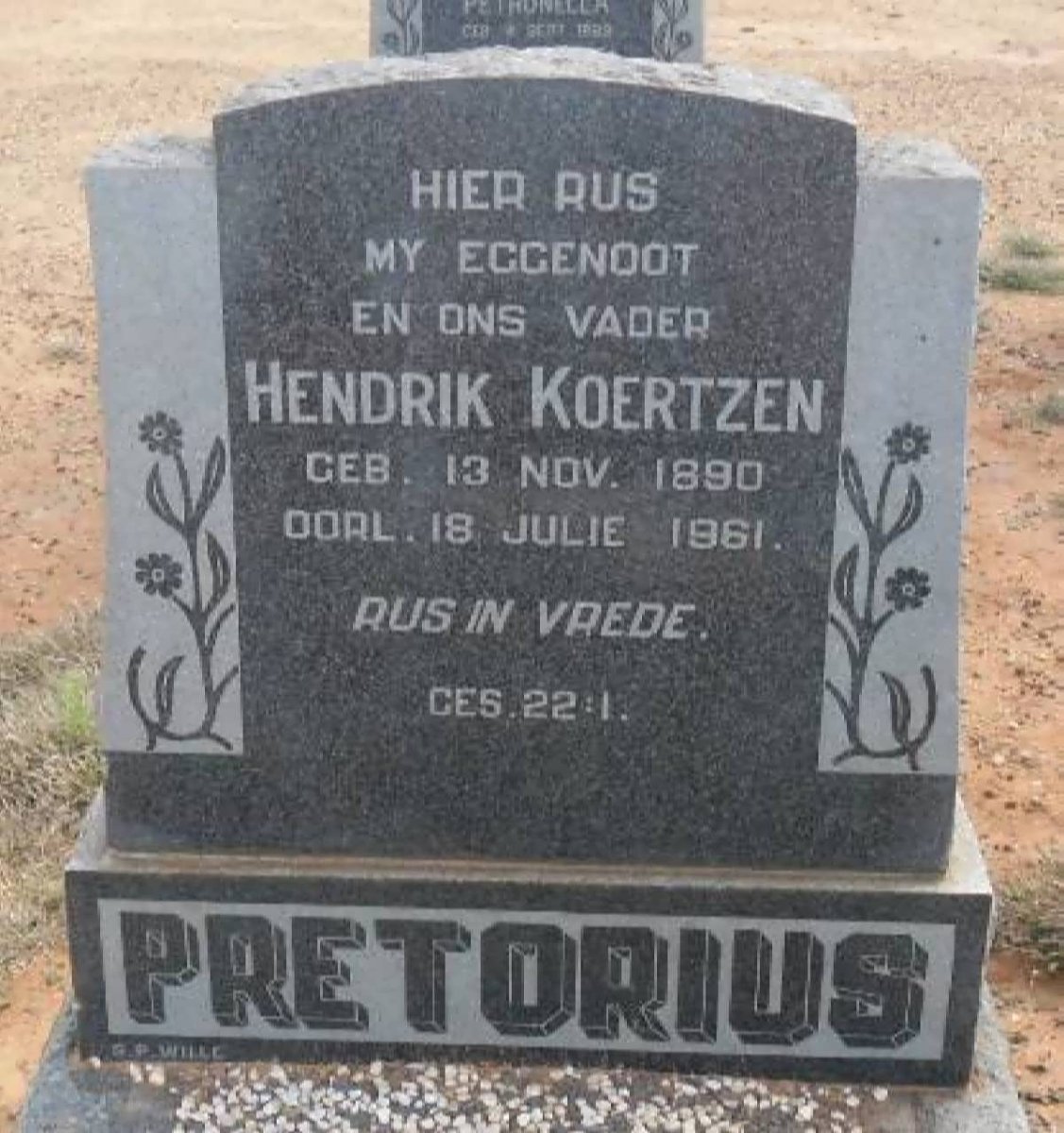 PRETORIUS Hendrik Koertzen 1890-1961