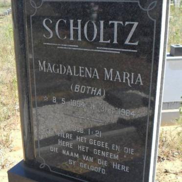 SCHOLTZ Magdalena Maria nee BOTHA 1894-1984
