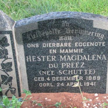 PREEZ Hester Magdalena, du nee SCHUTTE 1889-1941