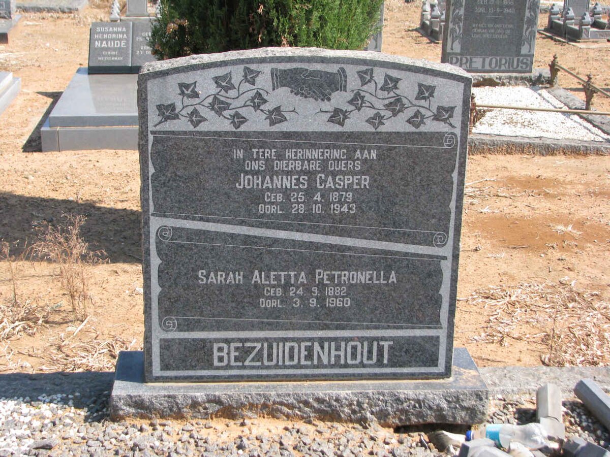 BEZUIDENHOUT Johannes Casper 1879-1943 &amp; Sarah Aletta Petronella 1882-1960