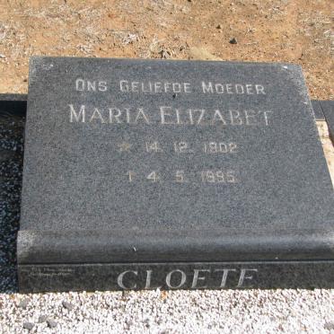 CLOETE Maria Elizabet 1902-1995