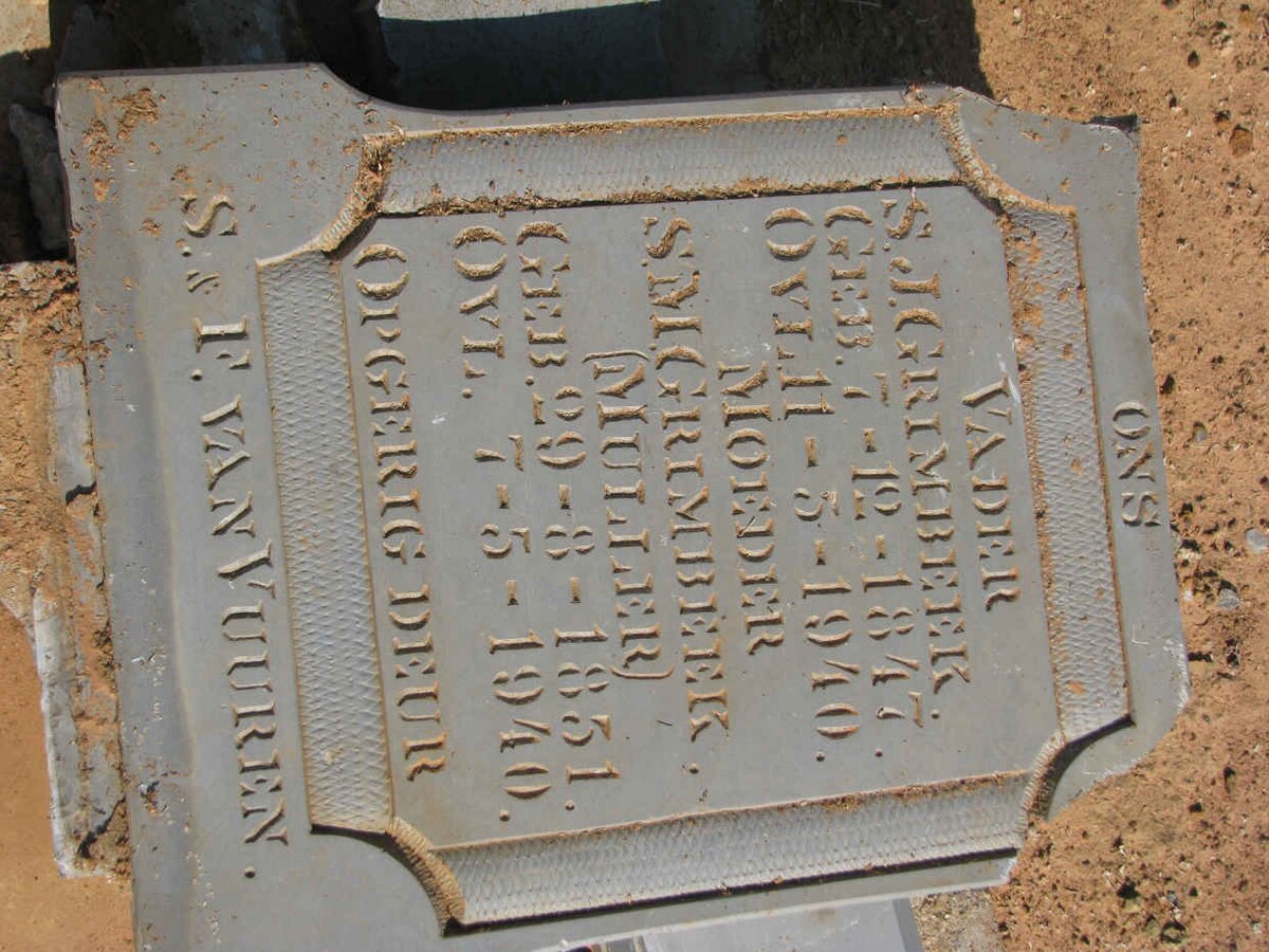 GRIMBEEK S.J. 1847-1940 &amp; S.M. MULLER 1851-1940