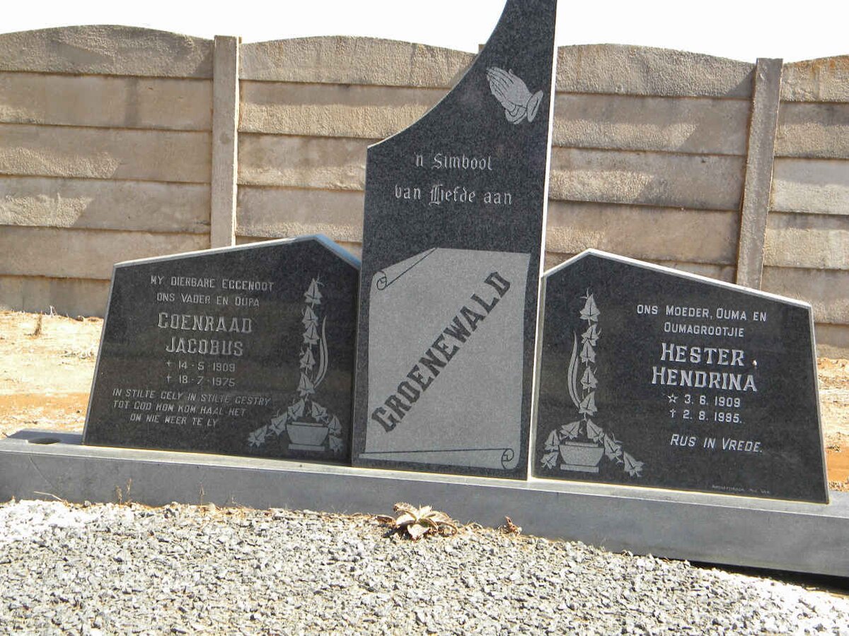 GROENEWALD Coenraad Jacobus 1909-1975 &amp; Hester Hendrina 1909-1995