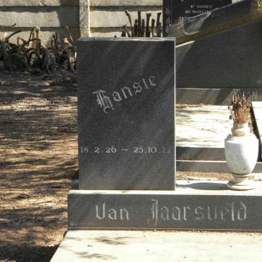 JAARSVELD Hansie, van 1926-1977