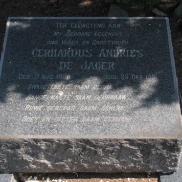 JAGER Gerhardus Andries, de 1888-1961