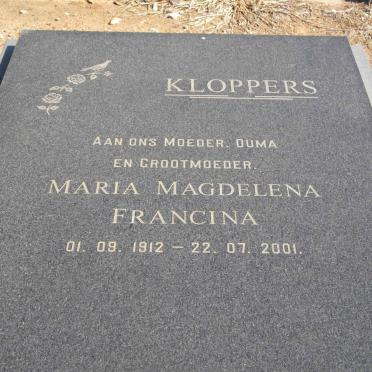 KLOPPERS Maria Magdalena Francina 1912-2001