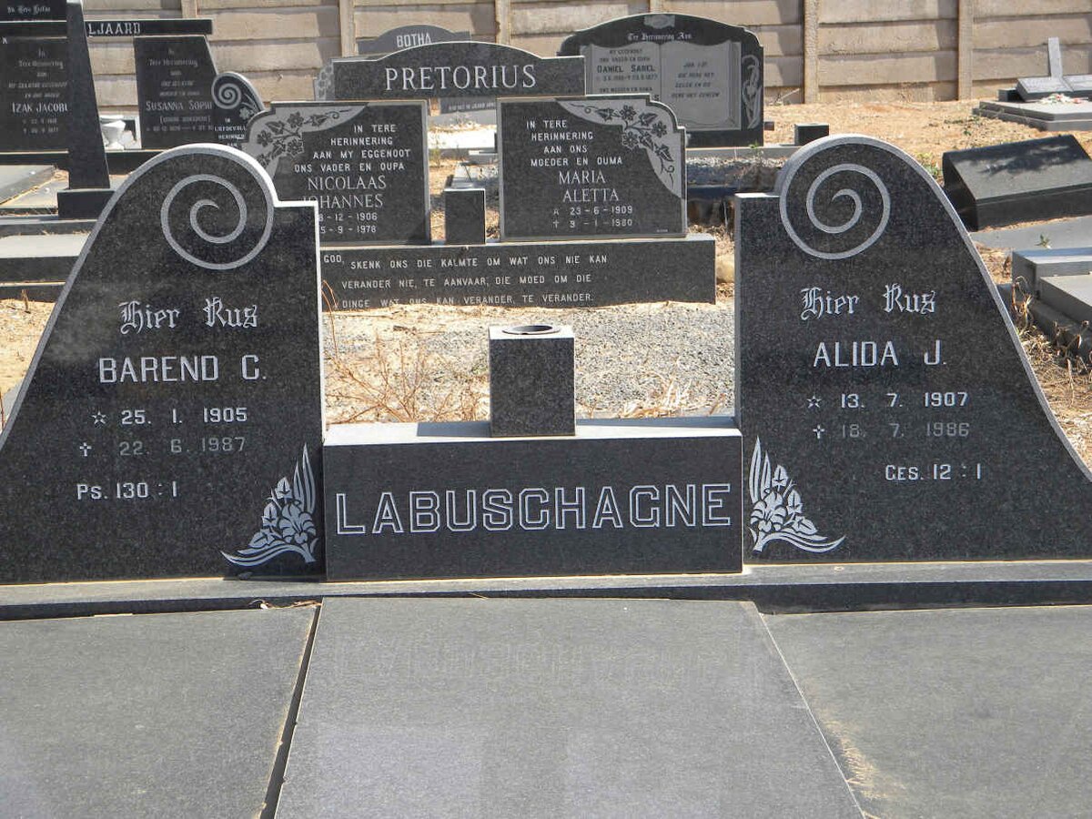 LABUSCHAGNE Barend C. 1905-1987 &amp; Alida J. 1907-1986