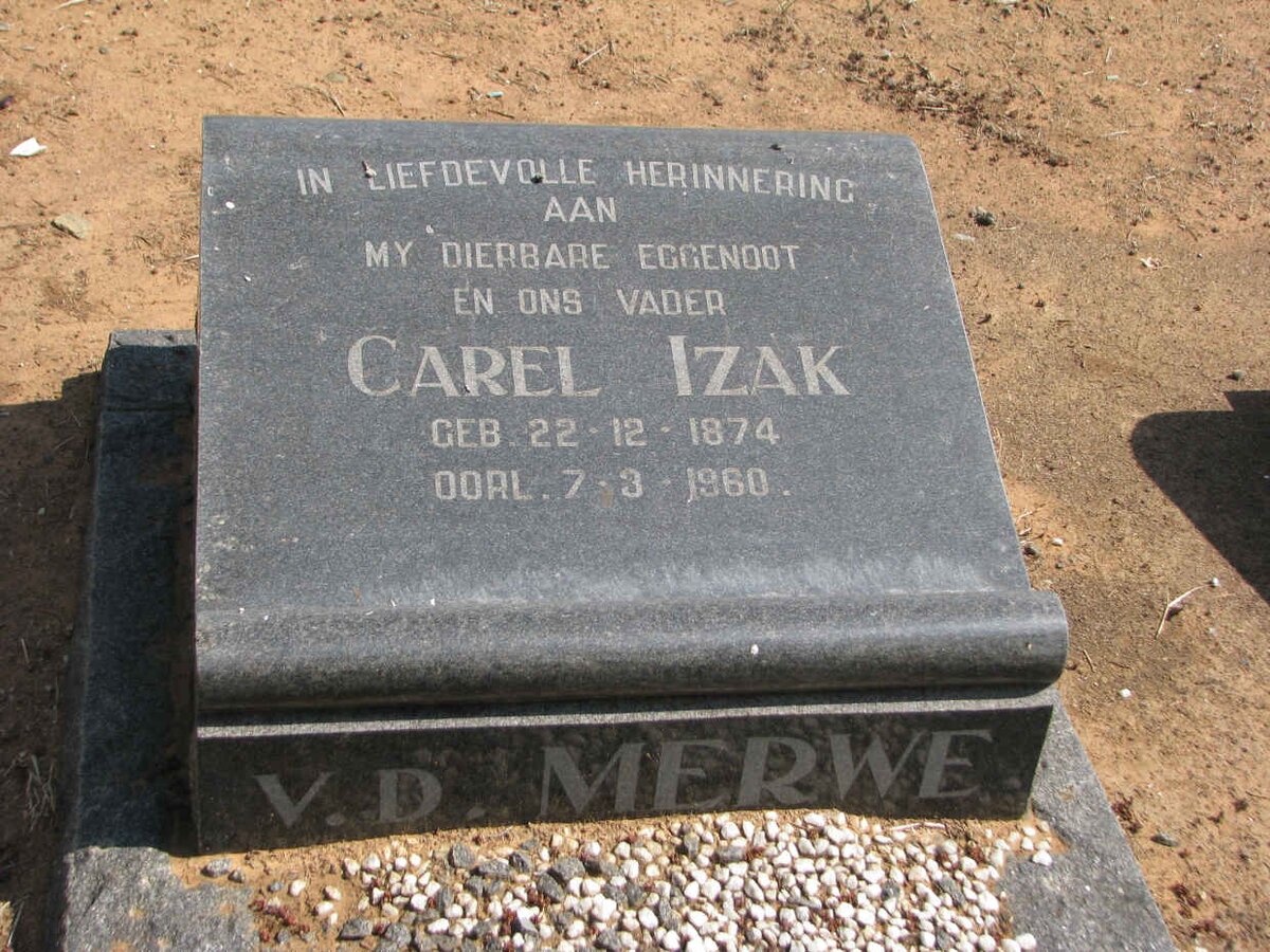 MERWE Carel Izak, v.d. 1874-1960