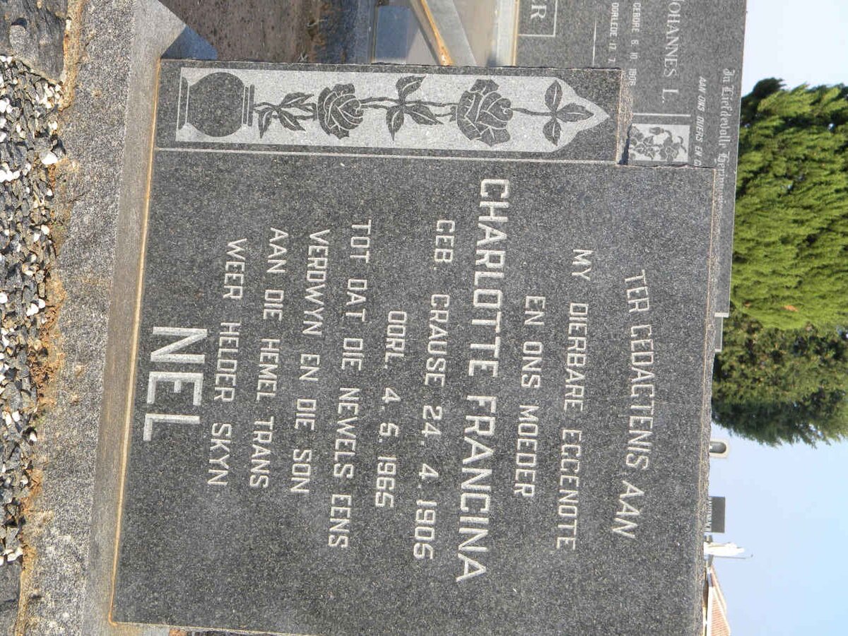 NEL Charlotte Francina nee CRAUSE 1905-1965