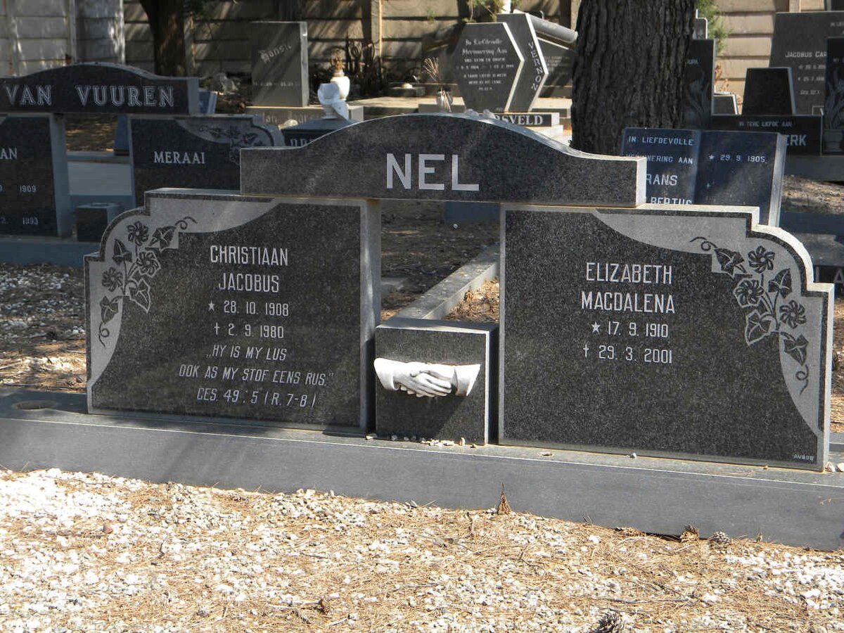 NEL Christiaan Jacobus 1908-1980 &amp; Elizabeth Magdalena 1910-2001