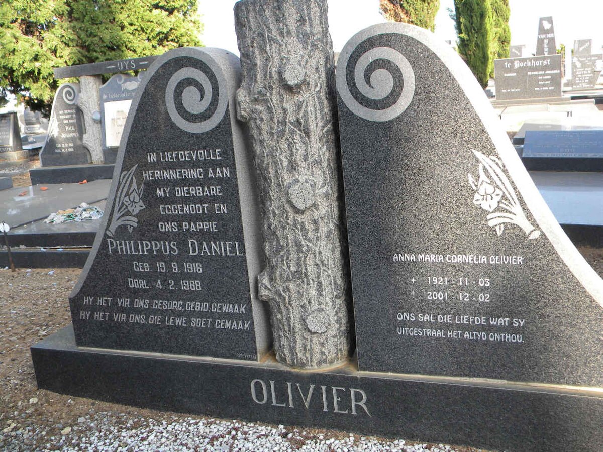 OLIVIER Philippus Daniel 1916-1988 &amp; Anna Maria Cornelia 1921-2001