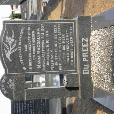 PREEZ Maria Magdalena nee PRETORIUS, du 1907-1970
