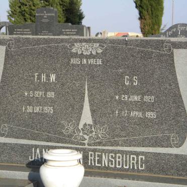RENSBURG F.H.W., Janse van 1919-1975 &amp; C.S. 1920-1995
