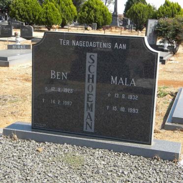 SCHOEMAN Ben 1925-1997 &amp; Mala 1932-1993