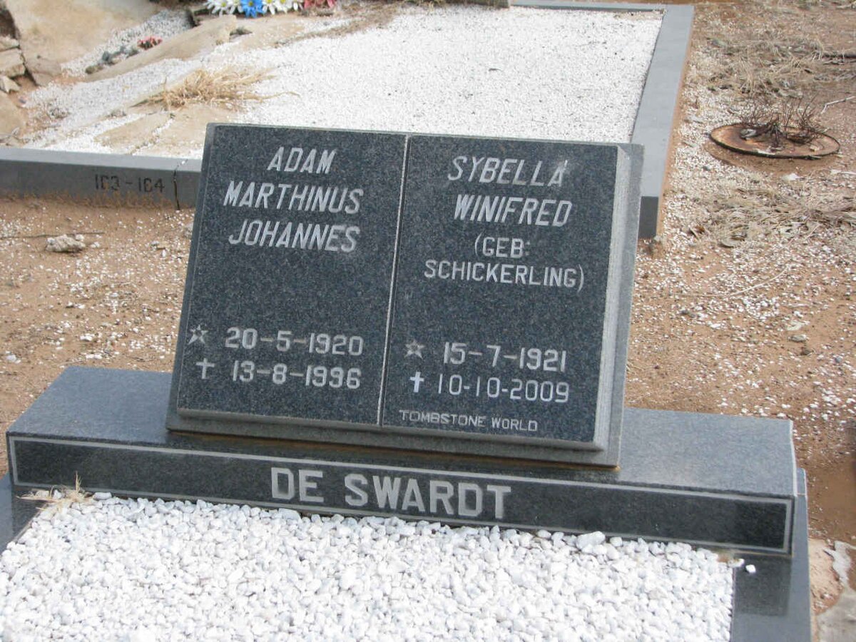 SWARDT Adam Marthinus Johannes, de 1920-1996 &amp; Sybella Winifred SCHICKERLING 1921-2009