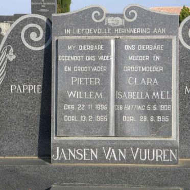 VUUREN Pieter Willem, Jansen van 1895-1965 &amp; Clara Isabella M.E.L. HATTING 1906-1995