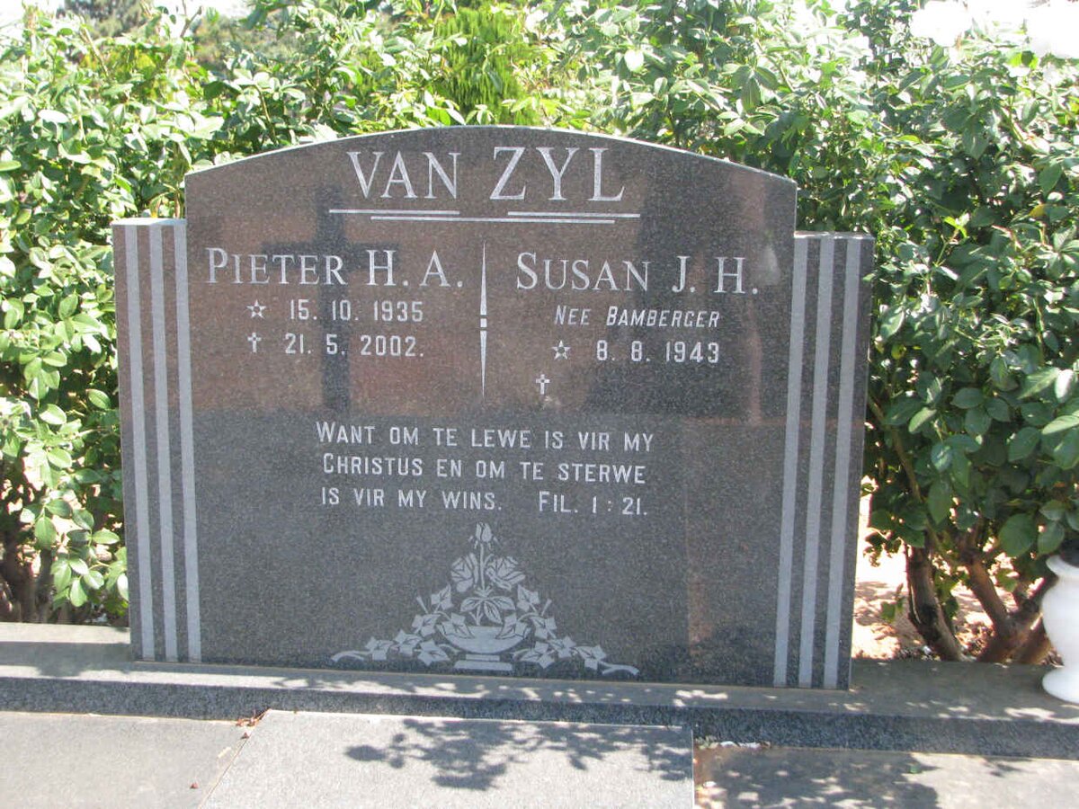 ZYL Pieter H.A., van 1935-2002 &amp; Susan J.H. BAMBERGER 1943-