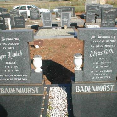 BADENHORST Casper Hendrik 1916-1975 &amp; Elizabeth 1916-1981