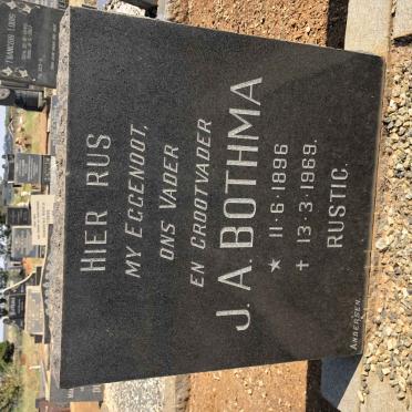 BOTHMA J.A. 1896-1969 &amp; Gertruida Johanna Marthina 1909-1985