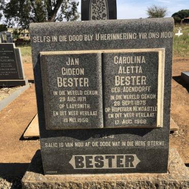 BESTER Jan Gideon 1871-1956 &amp; Carolina Aletta ADENDORFF 1875-1968