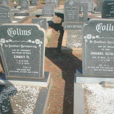 COLLINS Ernst O. 1913-1973 &amp; Johanna Catharina DE BEER 1918-1980