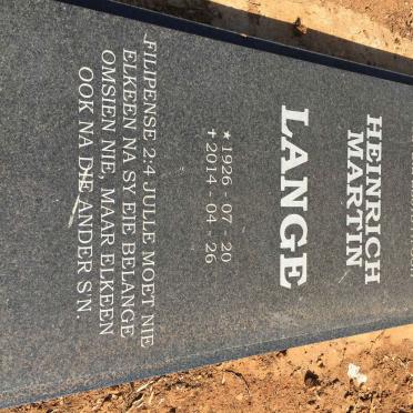 LANGE Heinrich Martin 1926-2014