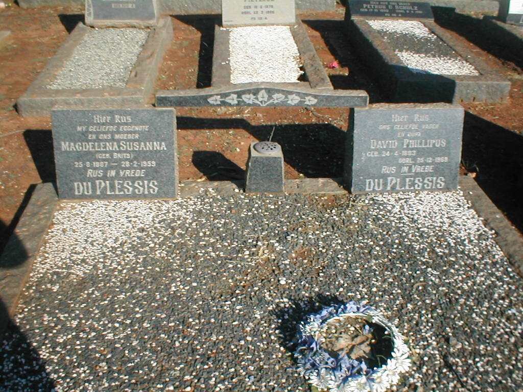 PLESSIS David Phillipus, du 1893-1969 &amp; Magdelena Susanna BRITS 1887-1959