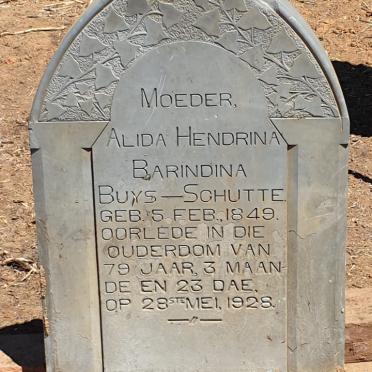 BUYS Alida Hendrina Barindina, SCHUTTE 1849-1928