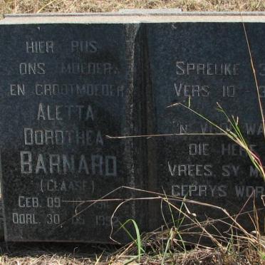BARNARD Aletta Dorothea nee CLAASE 19??-1992
