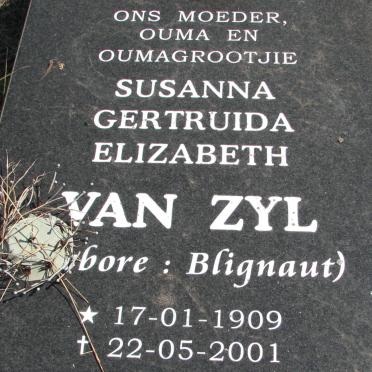 ZYL Susanna Gertruida Elizabeth, van nee BLIGNAUT 1909-2001