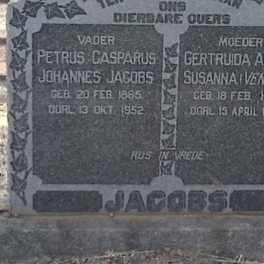 JACOBS Petrus Casparus Johannes 1865-1952 &amp; Gertruida Alleta Susanna VENTER 1867-1959