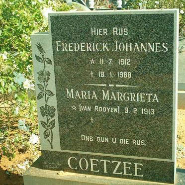 COETZEE Frederick Johannes 1912-1988 &amp; Maria Magrieta VAN ROOYEN 1913-