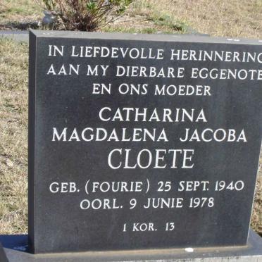 CLOETE Catharina Magdalena Jacoba nee FOURIE 1940-1978