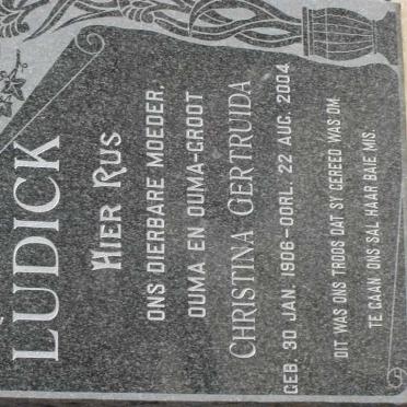 LUDICK Christina Gertruida 1906-2004