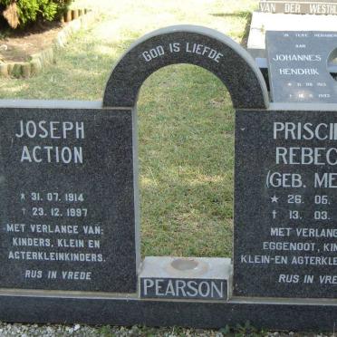 PEARSON Joseph Action 1914-1997 &amp; Priscilla Rebecca MENTZ 1921-1994