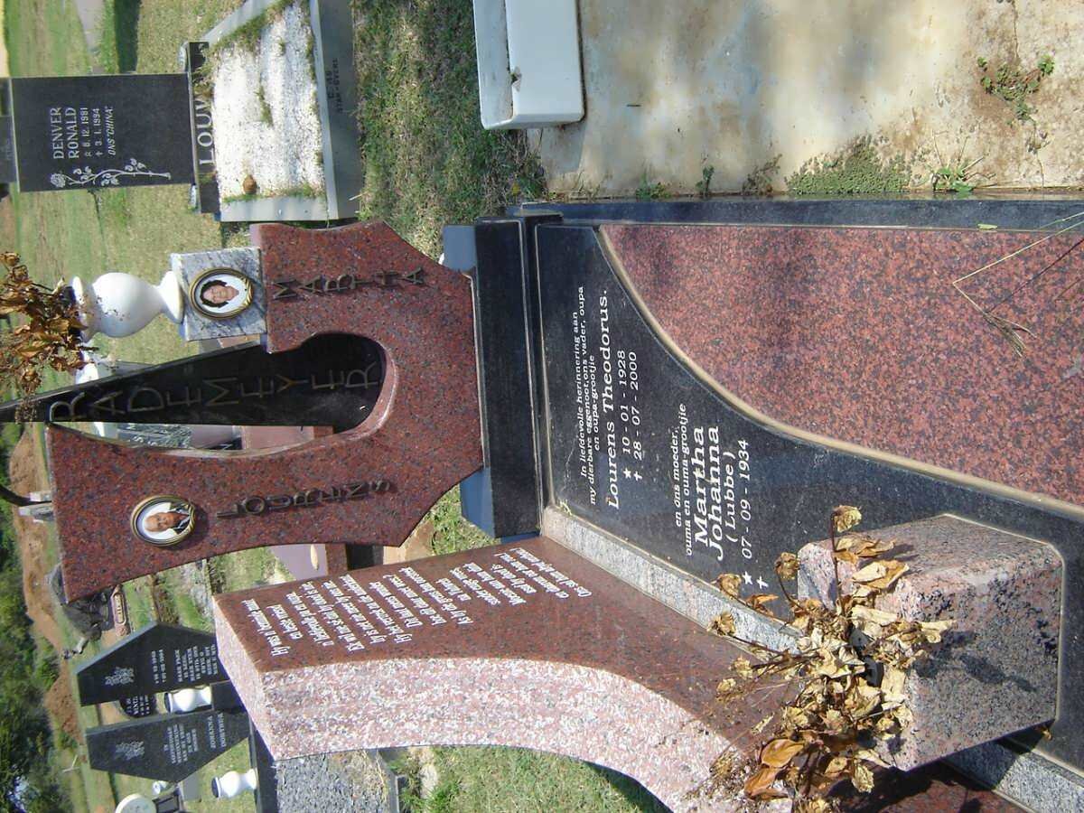 RADEMEYER Lourens Theodorus 1928-2000 &amp; Martha Johanna LUBBE 1934-