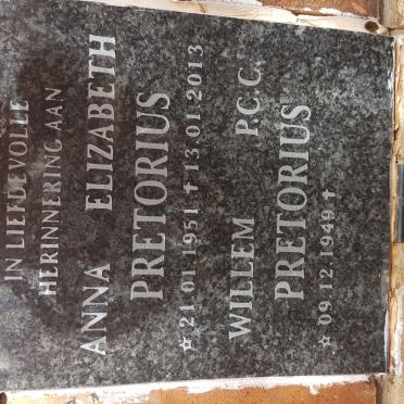 PRETORIUS Willem P.C.C. 1949-  &amp; Anna Elizabeth 1951-2013