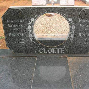 CLOETE Hannes 1936-1999 &amp; Driekie 1939-2001